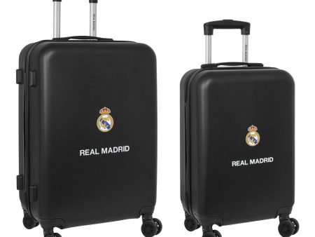 Set di valigie Real Madrid C.F. + mediano 24 Trolley Blu Marino 40 x 63 x 26 cm (2 Pezzi) Discount